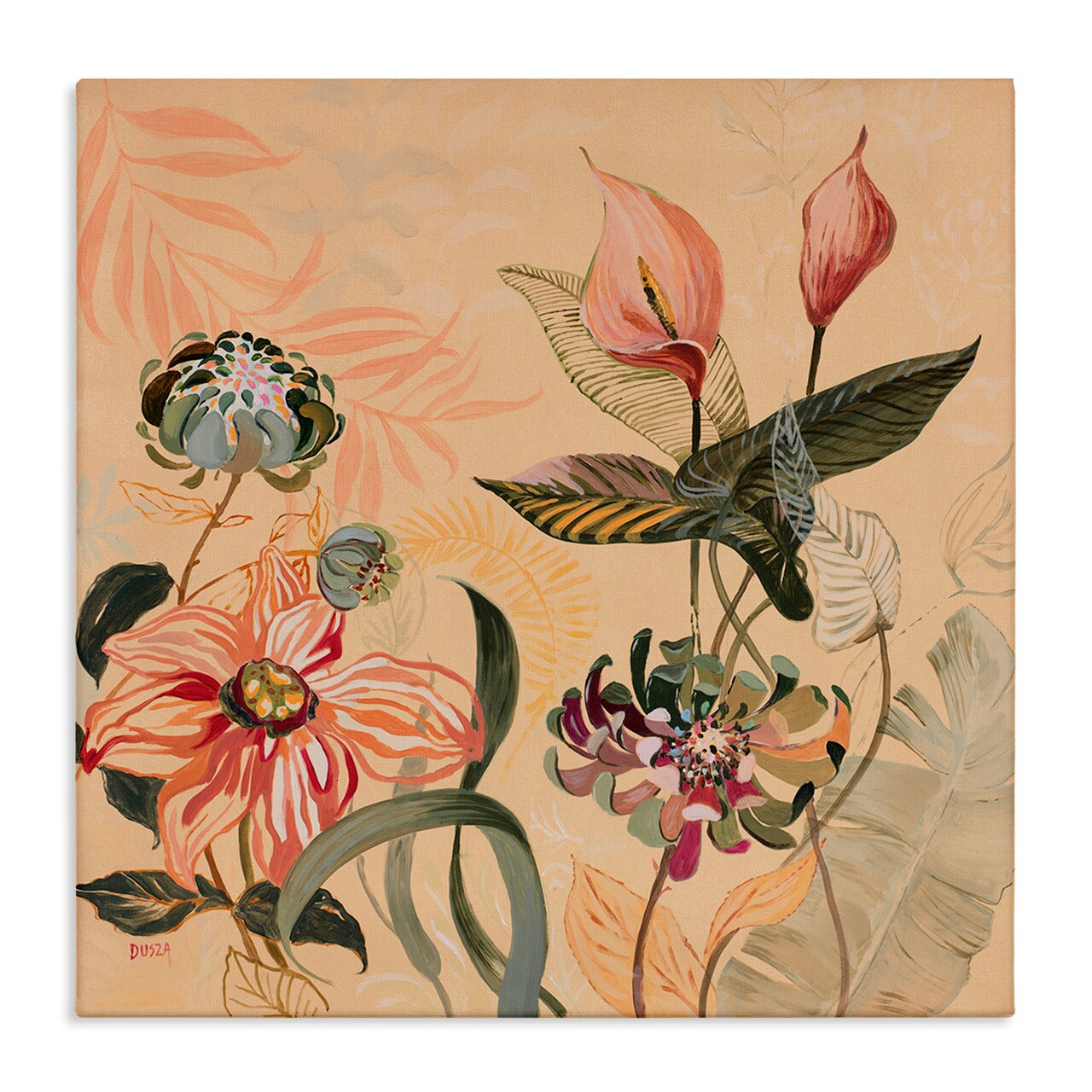 Stupell Industries Tropical Foliage & Blooms Canvas Design by Dusza